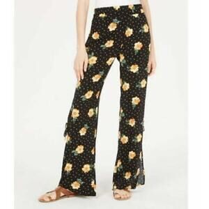 Bebop NWT Floral Side Slit Hem Lace Up Soft Pants High Rise Pull On medium
